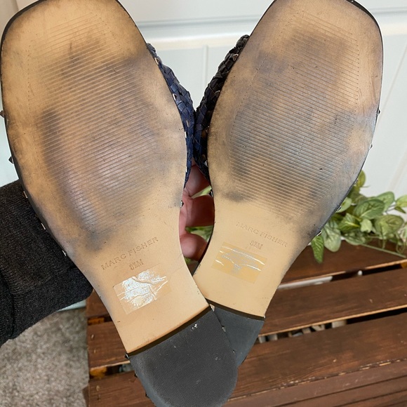 Marc Fisher Studded Weaved Flat Slides - Picture 9 of 10